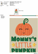 Load image into Gallery viewer, Pumpkin Embroidery Design for Baby, Mommy’s Little Pumpkin Fall Embroidery Sayings-Kraftygraphy
