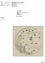 Load image into Gallery viewer, Celestial embroidery designs - Mystical moon girl face - boho style - triple stitch-Kraftygraphy
