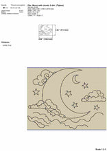 Load image into Gallery viewer, Celestial embroidery designs - Moon with clouds - triple bean stitch-Kraftygraphy

