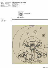 Load image into Gallery viewer, Celestial embroidery designs - Moon with mushrooms-Kraftygraphy
