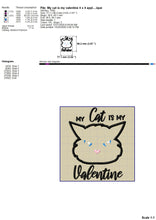 Load image into Gallery viewer, My Cat Is My Valentine Embroidery Designs, Black Cat Face Machine Embroidery Patterns, Valentine Embroidery Sayings, Funny Cat Face Pes Files, Cute Cat Face Applique, Cat Tee Embroidery, Anti Valentine&#39;s Day hus files-Kraftygraphy

