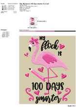 Load image into Gallery viewer, 100 Days of School Teacher Embroidery Designs, Pink Flamingo Applique Pes Files,-Kraftygraphy

