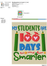 Load image into Gallery viewer, 100 Days Smarter Embroidery Designs, Teacher Shirt Embroidery Sayings,-Kraftygraphy
