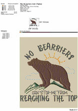 Load image into Gallery viewer, Motivational hiking machine embroidery designs sayings - No bearriers can stop me from reaching the top-Kraftygraphy
