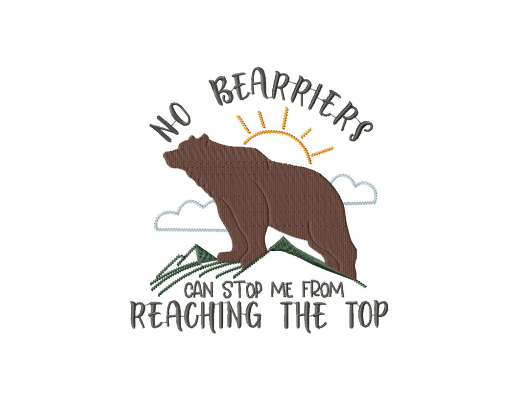 Motivational hiking machine embroidery designs sayings - No bearriers can stop me from reaching the top-Kraftygraphy