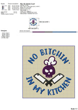 Load image into Gallery viewer, Funny and rude kitchen machine embroidery designs - No bitchn in my kitchen-Kraftygraphy
