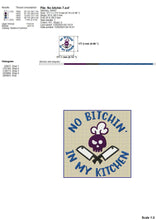 Load image into Gallery viewer, Funny and rude kitchen machine embroidery designs - No bitchn in my kitchen-Kraftygraphy
