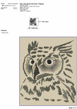 Load image into Gallery viewer, Wise Owl: Sketch Style Embroidery Design for Machine Projects-Kraftygraphy
