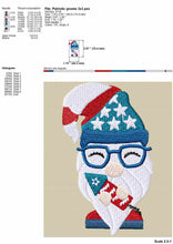 Load image into Gallery viewer, Patriotic Gnome machine embroidery design - fill stitch - 4 sizes-Kraftygraphy
