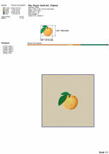 Load image into Gallery viewer, Peach embroidery design, fruits embroidery files, 9 sizes, colored fill stitch-Kraftygraphy
