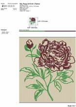 Load image into Gallery viewer, Peony Flower Machine Embroidery Files in Sketch Style for Spring Projects-Kraftygraphy
