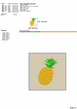 Load image into Gallery viewer, Gold Pineapple embroidery design, 9 sizes, fill stitch-Kraftygraphy
