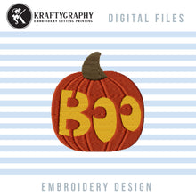 Load image into Gallery viewer, $1.00 Machine Embroidery Designs, Halloween Pumpkin Embroidery Patterns, Fall Pes Machine Embroidery Designs, Cute Mini Pumpkin Embroidery Files, Pumpkin Boo Decoration Patch-Kraftygraphy
