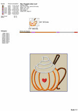 Load image into Gallery viewer, Pumpkin Applique Embroidery Designs for Machine, Pumpkin Latte Mug Embroidery Patterns, Pumpkin Applique Pes-Kraftygraphy
