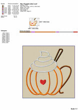 Load image into Gallery viewer, Pumpkin Applique Embroidery Designs for Machine, Pumpkin Latte Mug Embroidery Patterns, Pumpkin Applique Pes-Kraftygraphy
