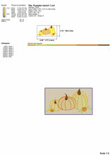 Load image into Gallery viewer, Pumpkin Trio Embroidery Design, Pumpkin Sketch Pes Files, Pumpkin Outline Embroidery Designs, Fall Embroidery,-Kraftygraphy
