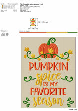 Load image into Gallery viewer, Pumpkin Spice Embroidery Designs, Fall Embroidery Design, Thanksgiving Embroidery Design, Pumpkin Season Pes Files-Kraftygraphy
