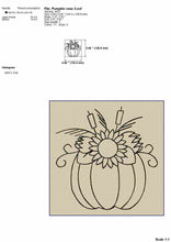 Load image into Gallery viewer, Floral Pumpkin Sunflower Sketch Embroidery Design for Machine, Fall Embroidery Pes Files, Sunflower Bouquet Embroidery Patterns-Kraftygraphy
