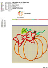Load image into Gallery viewer, Pumpkin With Bow Applique Design for Machine Embroidery, Pumpkin Embroidery designs-Kraftygraphy
