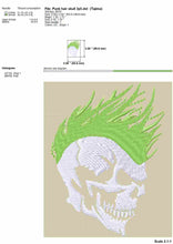 Load image into Gallery viewer, Puck rock skull embroidery design for patches-Kraftygraphy
