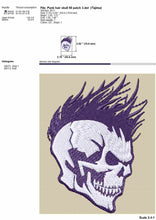 Load image into Gallery viewer, Puck rock skull embroidery design for patches-Kraftygraphy

