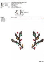 Load image into Gallery viewer, Reindeer antlers with Christmas lights embroidery design-Kraftygraphy
