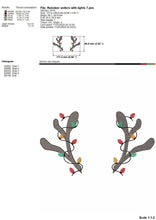 Load image into Gallery viewer, Reindeer antlers with Christmas lights embroidery design-Kraftygraphy
