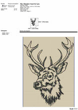Load image into Gallery viewer, Vintage Charm: Reindeer Head Sketch Embroidery Design-Kraftygraphy
