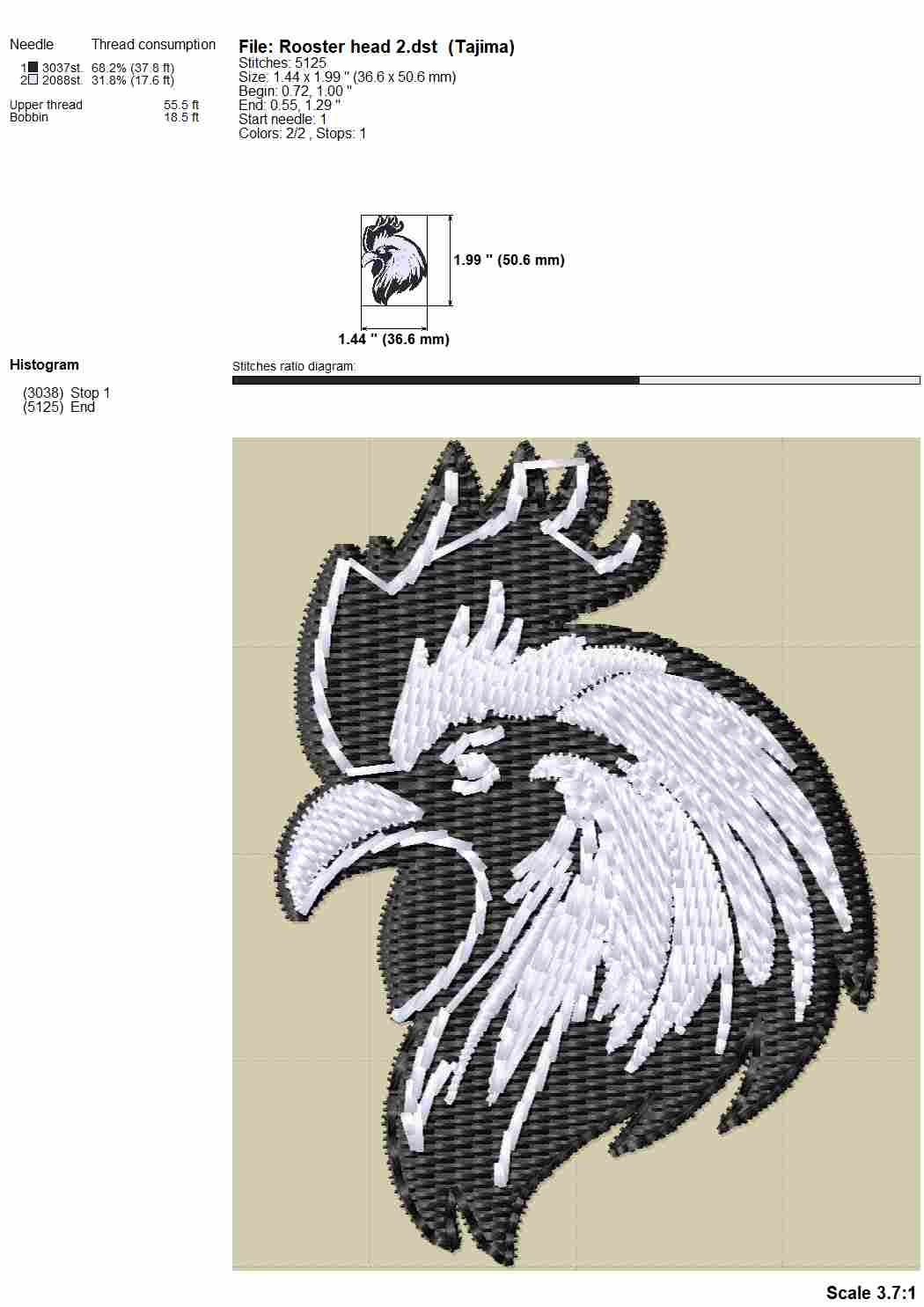 Rooster face embroidery designs-Kraftygraphy