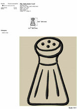 Load image into Gallery viewer, Salt shaker kitchen embroidery design outline-Kraftygraphy
