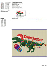 Load image into Gallery viewer, Santasaurus Embroidery Designs, Christmas Dinosaur Embroidery Patterns, Dinosaur With Santa Hat Embroidery Files, Christmas Embroidery Pes Files, Kids Embroidery Jef Files, Cute T-Rex With Christmas Lights Embroidery, Christmas Embroidery-Kraftygraphy
