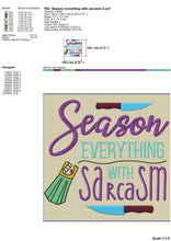 Load image into Gallery viewer, Sarcasm kitchen embroidery design ideas - season everything with sarcasm-Kraftygraphy
