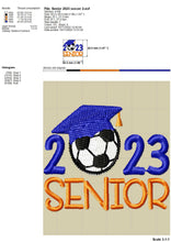 Load image into Gallery viewer, Senior Soccer Machine Embroidery Designs, Graduation Cap Patterns Pes Files-Kraftygraphy
