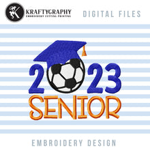 Load image into Gallery viewer, Senior Soccer Machine Embroidery Designs, Graduation Cap Patterns Pes Files-Kraftygraphy
