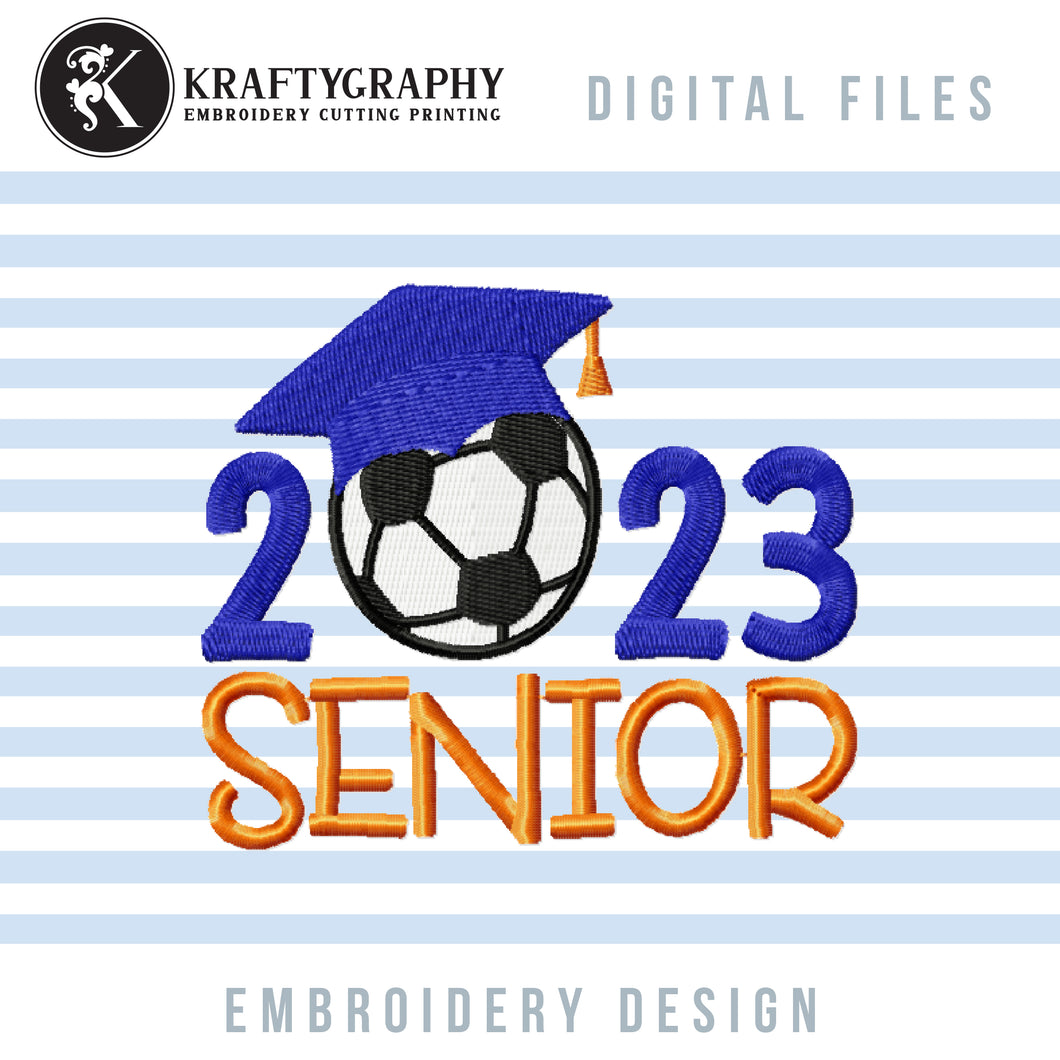 Senior Soccer Machine Embroidery Designs, Graduation Cap Patterns Pes Files-Kraftygraphy