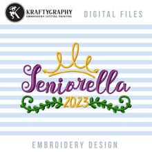 Load image into Gallery viewer, Senior 2023 Machine Embroidery Designs, Graduation Embroidery Sayings, Class of 2023 Embroidery Patterns, Senior Cap Pes Files, Stole vp3-Kraftygraphy
