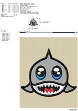 Load image into Gallery viewer, Cute Shark Machine Embroidery Designs, Cartoon Shark Embroidery Patterns, Baby Shark Face Pes Files, Shark Applique Embroidery, Small Shark Hus,-Kraftygraphy

