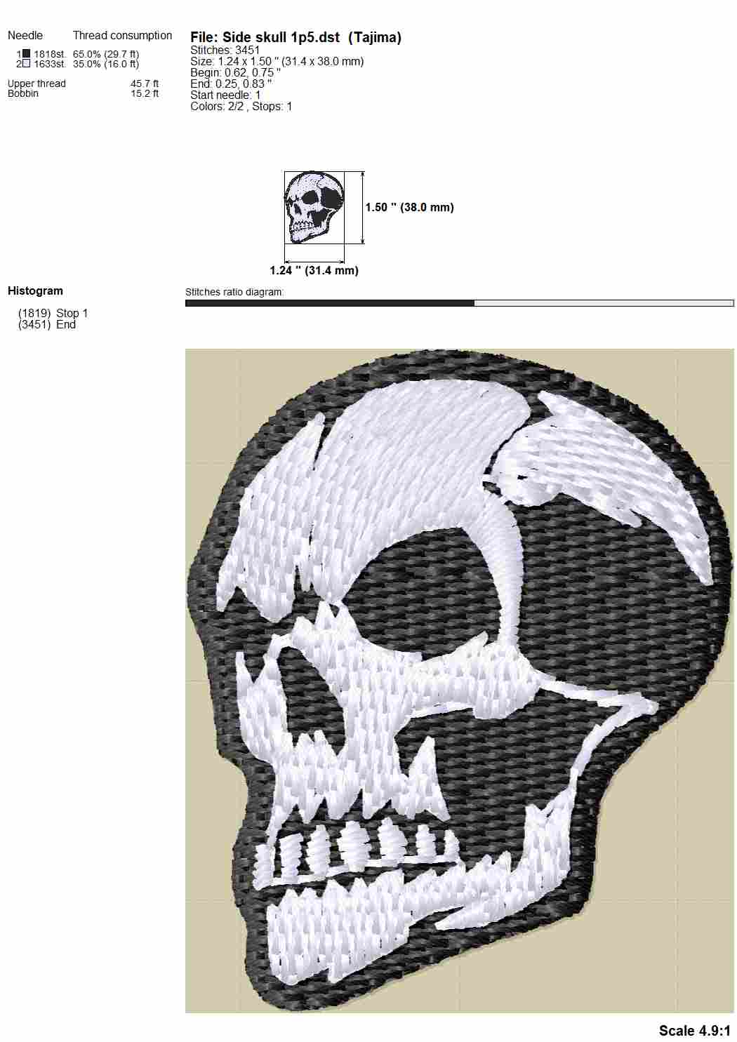 Skull embroidery design for machine-Kraftygraphy