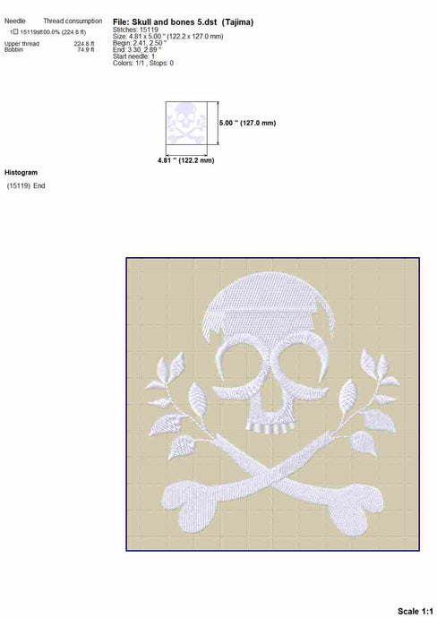 Bones and skull embroidery design for machine-Kraftygraphy