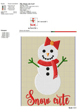 Load image into Gallery viewer, Girl Snowman Embroidery Designs, Cute Christmas Embroidery Patterns, Snowman Embroidery Sayings for Kids FREE, Snow Cute Embroidry Files, Snowman With Bow Pes Files, Snowman Applique Jef Files-Kraftygraphy
