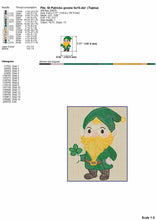 Load image into Gallery viewer, Lucky Leprechaun Gnome with Four-Leaf Clover Embroidery Design-Kraftygraphy
