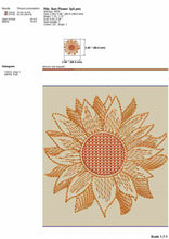 Load image into Gallery viewer, Sun flower machine embroidery designs - sketch style - light density-Kraftygraphy
