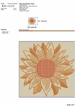 Load image into Gallery viewer, Sun flower machine embroidery designs - sketch style - light density-Kraftygraphy
