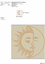 Load image into Gallery viewer, Celestial embroidery designs - Sun and moon-Kraftygraphy
