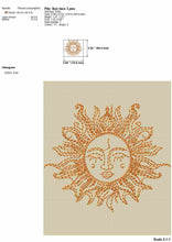 Load image into Gallery viewer, Celestial embroidery designs - mystical boho sun face-Kraftygraphy
