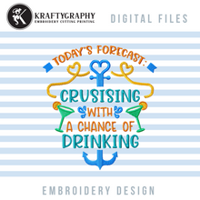 Load image into Gallery viewer, Cruise Machine Embroidery Bundle, Cruising Together Embroidery Patterns, Cruise Trip Embroidery Designs, Cruise Embroidery Sayings-Kraftygraphy

