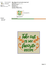 Load image into Gallery viewer, Funny kitchen banner embroidery design - Take out recipe-Kraftygraphy
