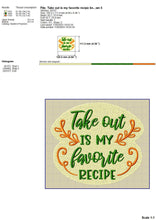 Load image into Gallery viewer, Funny kitchen banner embroidery design - Take out recipe-Kraftygraphy
