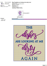 Load image into Gallery viewer, Funny dish towel sayings machine embroidery designs - dirty dishes-Kraftygraphy

