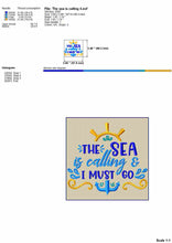 Load image into Gallery viewer, Cruise Machine Embroidery Patterns, the Sea Is Calling and I Must Go-Kraftygraphy
